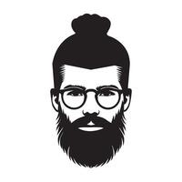 Clean Cut Beard with Mustache Silhouette Design vector
