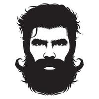 Full Beard with Mustache Silhouette Illustration vector