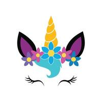 Whimsical Unicorn Face and Flower Design vector