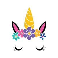 Enchanting Unicorn Face with Flower Touches vector