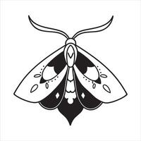 Monochrome Moth Design with Intricate Lines vector