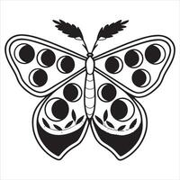 Graceful Moth Sketch in Monochrome vector