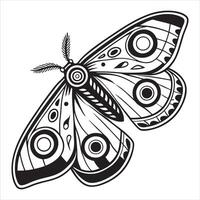 Black and White Moth with Flowing Lines vector