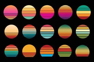 Sunset Retro Design Bundle with Artistic Backgrounds vector