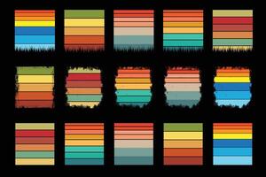 Retro Sunset Background Art Design Bundle vector