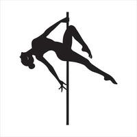 Artistic Pole Dancer Silhouette Sketch vector