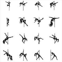 Pole Dancer Silhouette Design Bundle Collection vector