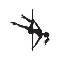 Silhouette of a Pole Dancer in Action vector