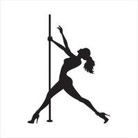 Pole Dancer Silhouette with Dynamic Curves vector