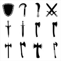 Battle Axes and Swords Silhouette SVG Bundle vector