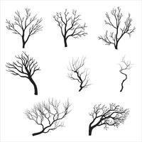 Complete Tree Branch Silhouette Design Collection vector