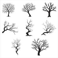Elegant Tree Branch Silhouette Art Bundle vector