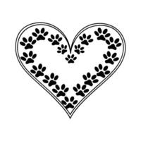 Intricate Paw Print Heart Pattern Design vector