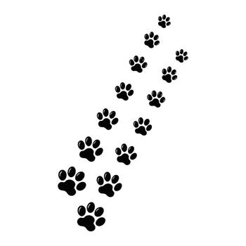 Paw Print Footsteps in a Curved Path vector