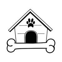 Dog House with Bone and Paw Print Design vector