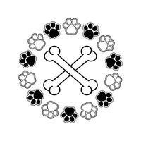 Paw Print Wreath with Crossed Bones Design vector