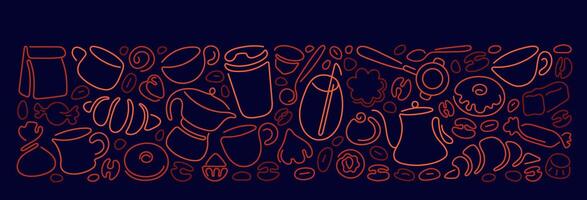 Coffee line cup. Bakery, cafe abstract background vector
