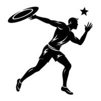 Frisbee throw silhouette on white background vector