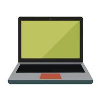 Flat Laptop Object on Plain White Surface vector
