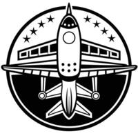 Silhouette of airplane flying on white background vector