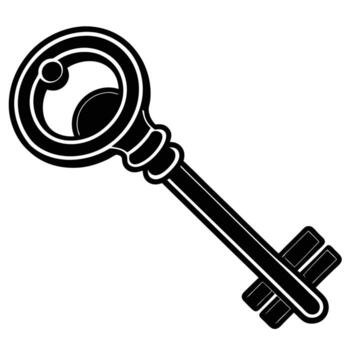 Silhouette of Key Object on White Background vector