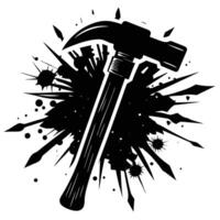 Silhouette of Hammer on White Background vector