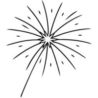 Firework display on white background with line art vector