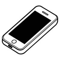 Smartphone line art silhouette on white background vector