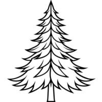 Minimal Pine Tree Line Art Illustration vector