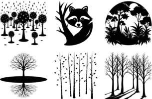 Forest Tree Silhouette Bundle for Nature Design vector