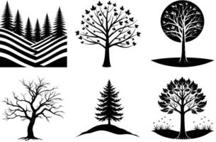 Forest Tree Silhouette Set for Nature-Based Designs vector