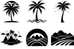 Silhouette Set of Tropical Trees for Design Projects vector
