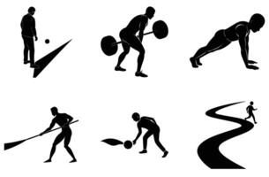 Creative and dynamic sports silhouettes on white vector