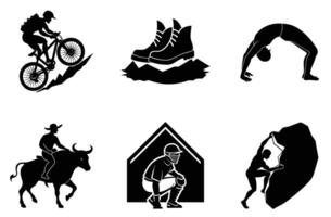 Athletic actions captured in silhouette style vector