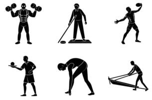 Professional sports poses in silhouette form vector