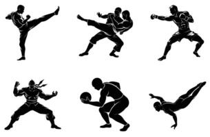 Dynamic athlete silhouettes showing diverse skills vector