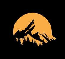 Mountains and forest on the background of the sun vector