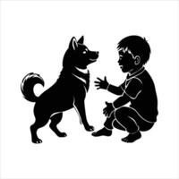 Shiba Inu Playing a child vector