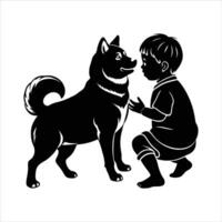 Cute Shiba Inu Playing a child vector