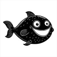 cartoon blobfish with big round eyes and a chee vector