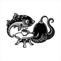 red jelly fish is on a plate with a red head on vector