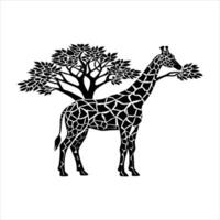 Isolated giraffe under the tree vector