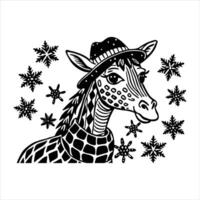 Giraffe with santa claus cap generated vector