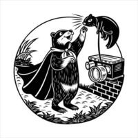Cheerful Squirrel in a Heroic Pose vector