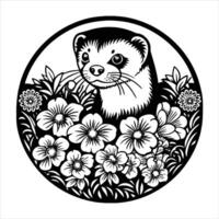 Cute puppy sitting on table looking at flower vase generated vector