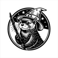 View of possum cartoon character with top hat vector