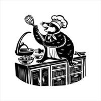 View of rat cook vector