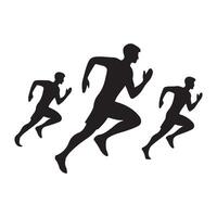 Dynamic Running Men Silhouette Sports Illustration vector