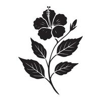 Elegant Silhouette Hibiscus Flower Botanical Art vector