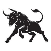 Charging Bull Silhouette Illustration vector